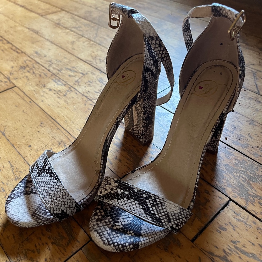 Snake Skin Strappy Heels